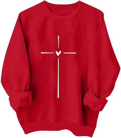 Valentines Shirt for Women Causal Heart Print Graphic Long Sleeve Oversized Blouse Tops Plus Size Crewneck Sweatshirt