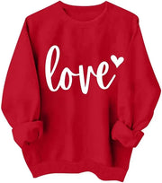 Valentines Shirt for Women Causal Heart Print Graphic Long Sleeve Oversized Blouse Tops Plus Size Crewneck Sweatshirt