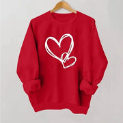 Valentines Shirt for Women Causal Heart Print Graphic Long Sleeve Oversized Blouse Tops Plus Size Crewneck Sweatshirt