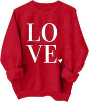 Valentines Shirt for Women Causal Heart Print Graphic Long Sleeve Oversized Blouse Tops Plus Size Crewneck Sweatshirt