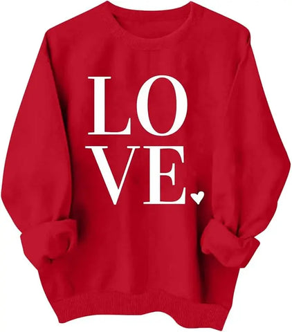 Valentines Shirt for Women Causal Heart Print Graphic Long Sleeve Oversized Blouse Tops Plus Size Crewneck Sweatshirt