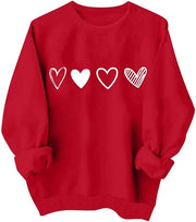 Valentines Shirt for Women Causal Heart Print Graphic Long Sleeve Oversized Blouse Tops Plus Size Crewneck Sweatshirt