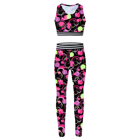 Girls' Tracksuit Outfit, Camouflage Printed Tanks, Crop Top and Leggings Pants, Children Sportswear, Gym Workout Suits, Bra Tops