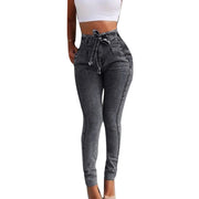 Fashion Belted High Waist Skinny Jeans Women Hot Loose Stretch Denim Long Pants Skinny Jeans Women Stretch Denim Long Pants