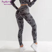 Women Seamless Sport Leggings Camouflage Yoga Pant Hip Lifting Workout Leggings Slim Running Trousers Elastic Gym Fitness Tights