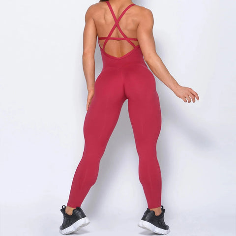 2024 New Women's Yoga Fitness Backless Overalls Bodysuit Fitness Rompers Sexy Sport Suit Leggings Jumpsuit Combinaison Gym Set