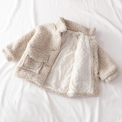 Fashion Baby Girl Boy Winter Jacket Thick Lamb Wool Infant Toddler Child Warm Sheep Like Coat Baby Outwear Cotton 1-8Y