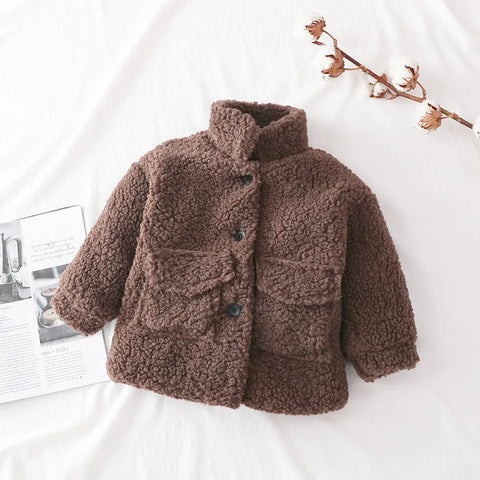 Fashion Baby Girl Boy Winter Jacket Thick Lamb Wool Infant Toddler Child Warm Sheep Like Coat Baby Outwear Cotton 1-8Y