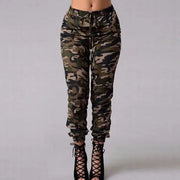 New Hot Sale Stretchy Waistband Convergent Trousers Fashion Plus Size Camouflage Stylish Skinny Army Green Jeans Pants Women