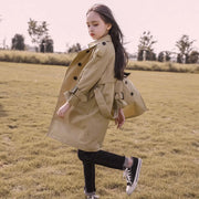 2025 Spring Autumn Cotton Teen Girls Long Trench Coats New Fashion England Style Windbreaker Jacket For Girls Children Clothing