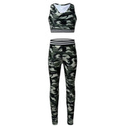 Girls' Tracksuit Outfit, Camouflage Printed Tanks, Crop Top and Leggings Pants, Children Sportswear, Gym Workout Suits, Bra Tops