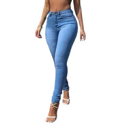 Skinny Pants Long Lasting Slim-fitting Full-Length Leggings Skinny Trousers Mid-Waist Eye-catching Denim Pants for Girl