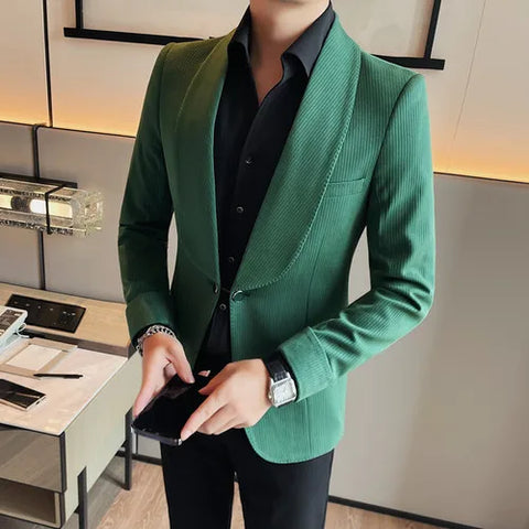 Mens Spring Blazer Brand New One Button Causal Slim Fit Suit Jacket Fashion Party Lightweight Sports Coat Male Fashion Tuxedo