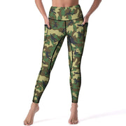 Woodland Camo Leggings Military Camouflage High Waist Yoga Pants Cute Elastic Yoga Legging Female Graphic Gym Sport Pants