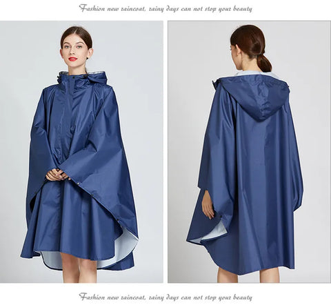 Hooded Rain Coat Cover Trench Poncho Cloak Impermeable Raincoat Backpack Women Men Waterproof Zipper Stylish Fashion Oversize