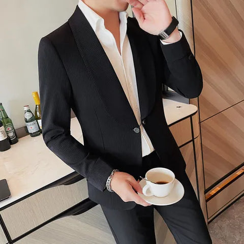 Mens Spring Blazer Brand New One Button Causal Slim Fit Suit Jacket Fashion Party Lightweight Sports Coat Male Fashion Tuxedo