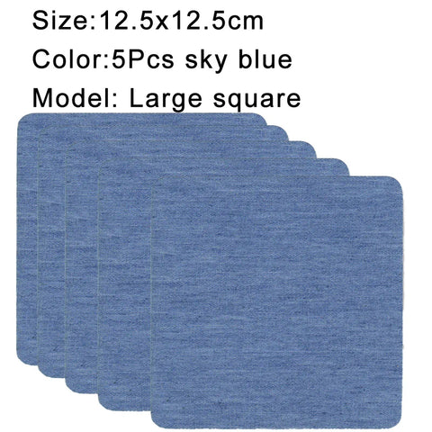 5Pcs Denim Iron-on Jean Patches Self Adhesive Patches Cotton Blue Repair Patch for DIY Denim Jeans Clothing Repair Jacket Decor