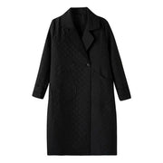 2025 Autumn Fashion Suit Collar Trench Coat Women's Double-Breasted Outwear Diamond Grid Lightweight Long Loose Coat Blazer Spri