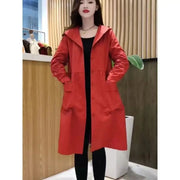 Solid Color Shirt Hooded Trench Coat Medium Long New Korean Version Fashionable Loose and Stylish Versatile Thin Jacket Women