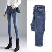 New Women Pants Autumn Elastic Pencil Trousers High Waist Ladies Tight Clothing Slim Fit Casual Skinny Denim  Women Jeans PTKPCC