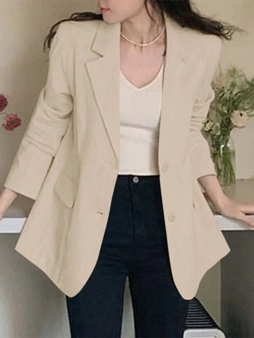 Fashion Women Long Sleeve OL Work Blazer Autumn Jackets Thin Coats ZANZEA Female Lapel Neck Buttons Up Suits Casual Outwears