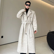 LUZHEN Autumn Winter Men's Woolen Long Trench Coat Thickened Fleece Elegant Street Male Stylish Belt Design Windbreaker LZ5227