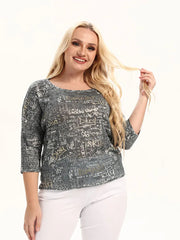 Womens plus size woven round neck shirt belongs to the category of womens clothing