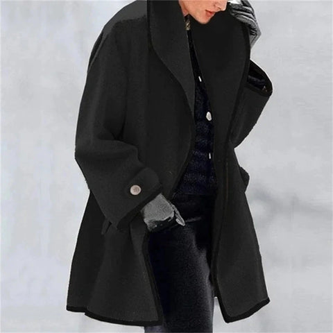 Women's Autumn And Winter Woolen Coat  Autumn Winter Long Sleeve Casual Outwears Fashion Women Woolen Solid Loose Jacket