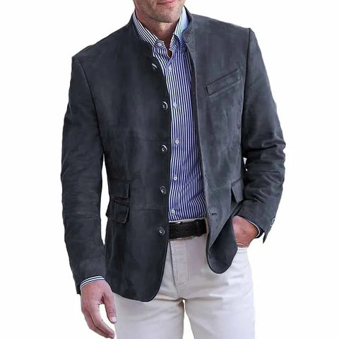 Men's Lightweight Casual Soft Pocket Stand Up Collar Jacket for Daily Vacation Breathable Solid Color Fashion Top Versatile