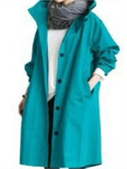 2023 Spring Autumn Casual Korean Fashion Hooded Medium Long Overcoat Loose Windproof Coat Women Trench Coat Solid Color Pocket