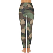 Woodland Camo Leggings Military Camouflage High Waist Yoga Pants Cute Elastic Yoga Legging Female Graphic Gym Sport Pants