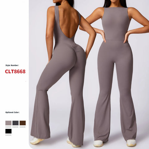 Sexy V Back Jumpsuit Gym Set Women Sports Jumpsuit Women Training Yoga Suit Fitness Rompers Stretch Workout Bodysuits Sportswear