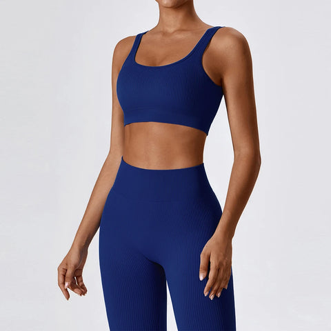 Seamless Gym Set Women Ribbed Yoga Set Fitness Sportswear Tracksuit For Women Sport Bras High Waist Leggings Sport Suit