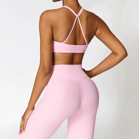 New Yoga Set 2PCS Women's Tracksuit Seamless Workout Sportswear Gym Clothing Drawstring High Waist Leggings Fitness Sports Suits