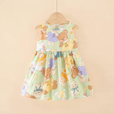 Girl Dress Cotton Summer Kids Clothes Girls Children Flower Dresses Sleeveless Princess Party Outfit Children's Clothing