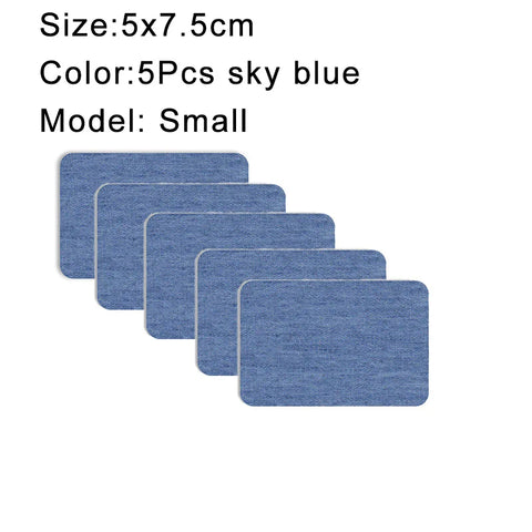 5Pcs Denim Iron-on Jean Patches Self Adhesive Patches Cotton Blue Repair Patch for DIY Denim Jeans Clothing Repair Jacket Decor