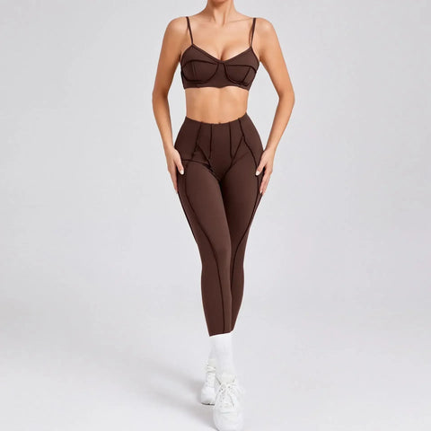 Seamless Yoga Sets Sports Fitness High Waist Hip-lifting Shapeing Trousers Backless Bra Suit Workout Gym Leggings Sets for Women