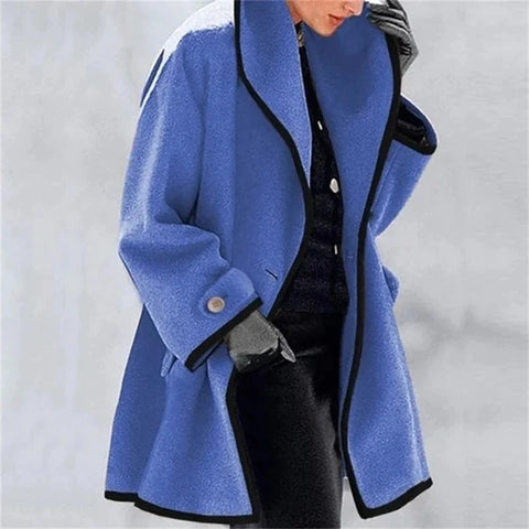 Women's Autumn And Winter Woolen Coat  Autumn Winter Long Sleeve Casual Outwears Fashion Women Woolen Solid Loose Jacket