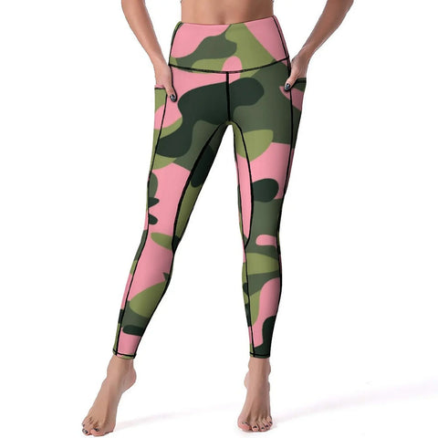 Woodland Camo Leggings Military Camouflage High Waist Yoga Pants Cute Elastic Yoga Legging Female Graphic Gym Sport Pants