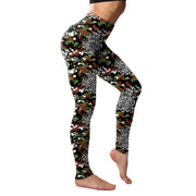 Lady Camouflage 3D Print Knitted Cotton Blended Leggings Women Fitness Elastic Push Up Pants Girl Gym Running Leggings