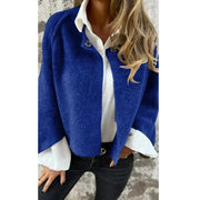 Women's Wool Blend Short Coat Autumn Winter Loose Long Sleeved Solid Color Jacket