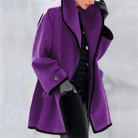 Women's Autumn And Winter Woolen Coat  Autumn Winter Long Sleeve Casual Outwears Fashion Women Woolen Solid Loose Jacket