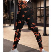 New Tie Dyed Fragmented Flower Yoga Pants Sweat-absorbing High Waist Tight Fit Lifting Hip Fitness Pants Running Sports Pants