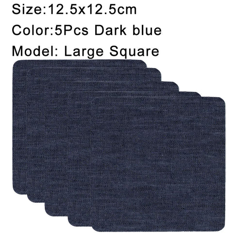 5Pcs Denim Iron-on Jean Patches Self Adhesive Patches Cotton Blue Repair Patch for DIY Denim Jeans Clothing Repair Jacket Decor