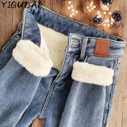 Winter warm Women jeans Velvet Jeans women Fleece Warm High Waist Skinny Elastic Pants women Jean Casual Legging Winter jeans