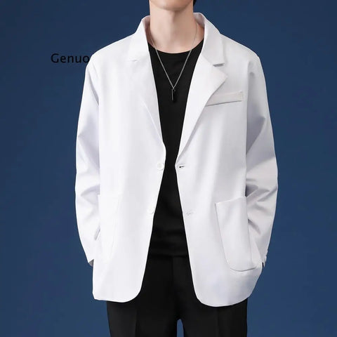 Blazer Men Oversized Spring Autumn Korean Fashion Casual Suit Jacket Streetwear Clothes Mens Single Breasted Blazer Lightweight