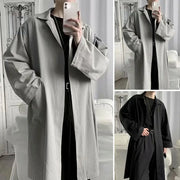 Elastic Men Trench Coat Stylish Lapel Trench Coat for Men Breathable Wrinkle-resistant Solid Color Spring Autumn Jacket Trendy