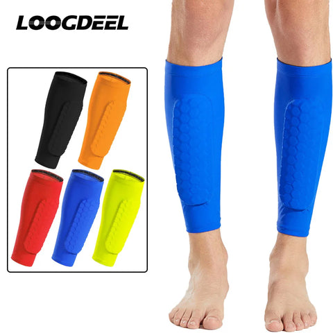 Loogdeel 1Pcs Leg Sleeves Shin Guards Shockproof Honeycomb Nylon Support Sock Soccer Shields Sports Legging Shin Protector Gear