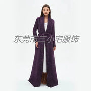 GGHK Pleated 2024 Spring and Autumn New Women Large Size Trench Dress Retro Printed Cardigan Design Female Luxury Abaya