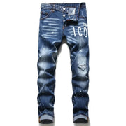 2025 Men's Ripped Jeans Luxury Brand Light Blue Holes Long Jeans Quality Male Stretch Slim Pants Men Skinny Jeans Men Clothing